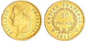 Napoléon 1er (1804-1814) - 20 francs revers empire 1814 W (Lille)