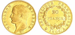 Napoléon 1er (1804-1814) - 20 francs calendrier grégorien 1806 A (Paris)