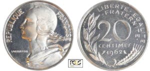 Cinquième république (1959- ) - 20 centimes Lagriffoul 1962 piéfort argent