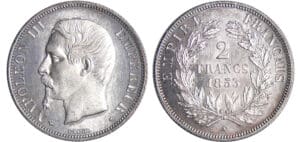 Napoléon III (1852-1870) - 2 francs tête nue 1853 A (Paris) flan bruni Napoléon III (1852-1870) - 2 francs tête nue 1853 A (Paris) flan bruni