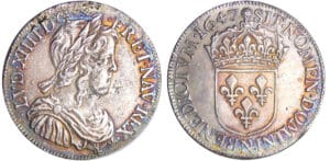 Louis XIV (1643-1715) - ½ écu à la mèche longue - 1647 N (Montpellier)
