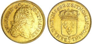 Louis XIV (1643-1715) - Double louis d’or à l’écu - 1692 X (Amiens) flan réf