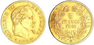 Napoléon III (1852-1870) - 5 francs tête laurée 1863 BB (Strasbourg)
