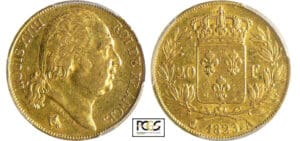 Louis XVIII (1815-1824) - 20 francs au buste nu 1823 A (Paris) Louis XVIII (1815-1824) - 20 francs au buste nu 1823 A (Paris)