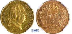 Louis XVIII (1815-1824) - 40 francs 1816 L (Bayonne) Louis XVIII (1815-1824) - 40 francs 1816 L (Bayonne)