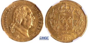 Louis XVIII (1815-1824) - 40 francs 1819 W (Lille) Louis XVIII (1815-1824) - 40 francs 1819 W (Lille)