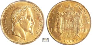 Napoléon III (1852-1870) - 100 francs tête laurée 1869 BB (Strasbourg) Napoléon III (1852-1870) - 100 francs tête laurée 1869 BB (Strasbourg)