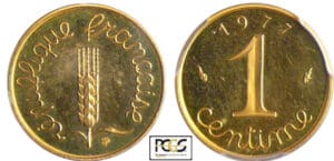 Cinquième république (1959- ) - 1 centime Epi 1977 piéfort or
