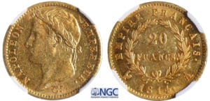 Napoléon 1er (1804-1814) - 20 francs revers empire 1814 A (Paris)