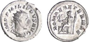 Philippe 1er - Antoninien (245-247, Rome) - Rome assise Philippe 1er - Antoninien (245-247, Rome) - Rome assise