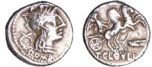 Cloulia - Denier (128 av. J.-C.) Cloulia - Denier (128 av. J.-C.)