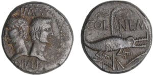Agrippa et Auguste - As (10-14 av. J.-C., Nîmes) Agrippa et Auguste - As (10-14 av. J.-C., Nîmes)