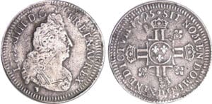 Louis XIV (1643-1715) - ½ écu aux 8 L, 2ème type - 1705 D (Lyon) Flan réf