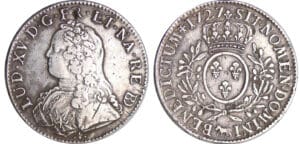 Louis XV (1715-1774) - Ecu de Béarn aux branches d’olivier - 1727 (Pau) Louis XV (1715-1774) - Ecu de Béarn aux branches d’olivier - 1727 (Pau)