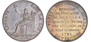 Constitution (1791-1792) - Monneron de 2 sols - 1791