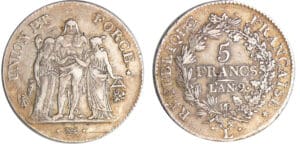 Consulat (1799-1804) - 5 francs Hercule union et force An 9 L (Bayonne)