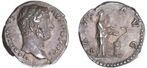 Hadrien - Denier (137, Rome) - La Santé Hadrien - Denier (137, Rome) - La Santé