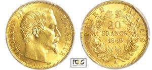 Napoléon III (1852-1870) - 20 francs tête nue 1860 A (Paris) Napoléon III (1852-1870) - 20 francs tête nue 1860 A (Paris)
