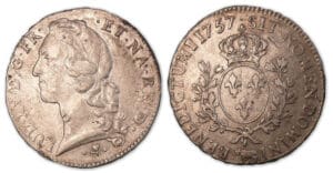 Louis XV - Ecu au bandeau 1757 vache (Pau). Louis XV - Ecu au bandeau 1757 vache (Pau).