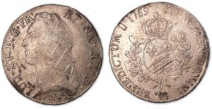 Louis XV - Ecu au bandeau 1769 vache (Pau). Louis XV - Ecu au bandeau 1769 vache (Pau).