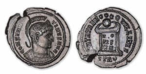 Constantin 1er - Nummus (322/3, Trèves) Autel.