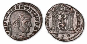 Maxence - Follis (308/10, Rome) Temple.