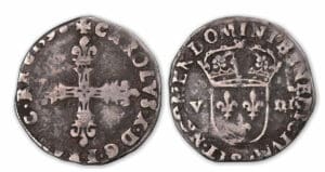 Charles X - Huitième d'écu 1590 A (Paris). Charles X - Huitième d'écu 1590 A (Paris).