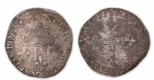 Henri III - Double sol parisis 1586 P (Dijon). Henri III - Double sol parisis 1586 P (Dijon).