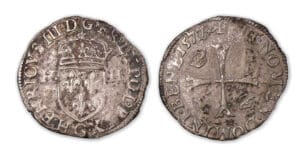 Henri III - Douzain 1er type 1577/6 G (Poitiers). Henri III - Douzain 1er type 1577/6 G (Poitiers).