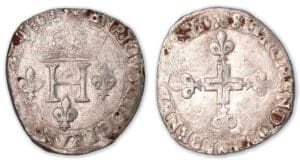 Henri III - Double sol parisis 1586 & (Aix). Henri III - Double sol parisis 1586 & (Aix).