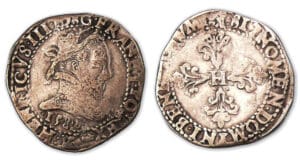 Henri III - Demi-franc au col plat 1588 K (Bordeaux). Henri III - Demi-franc au col plat 1588 K (Bordeaux).
