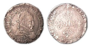 Henri III - Demi-franc au col plat 1577 I (Limoges). Henri III - Demi-franc au col plat 1577 I (Limoges).