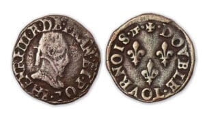 Henri III - Double tournois SD S (Troyes) frappe décalée de 90. Henri III - Double tournois SD S (Troyes) frappe décalée de 90.