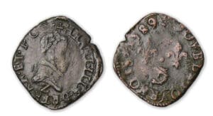 Henri III - Double tournois du Dauphiné 1589 Z (Grenoble). Henri III - Double tournois du Dauphiné 1589 Z (Grenoble).