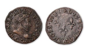 Henri III - Double tournois 1581 G (Poitiers). Henri III - Double tournois 1581 G (Poitiers).