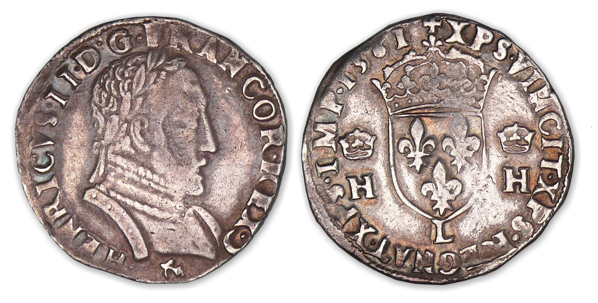 Charles IX - Teston 2e type 1562 (Bayonne) (au nom d'Henri II). Charles IX - Teston 2e type 1562 (Bayonne) (au nom d'Henri II).