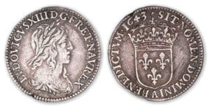Louis XIII - Douzième d'écu 1643 A 2e poinçon (Paris). Louis XIII - Douzième d'écu 1643 A 2e poinçon (Paris).