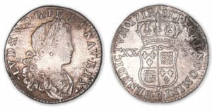 Louis XV - Sixième d'écu de France-Navarre 1719 B (Rouen).