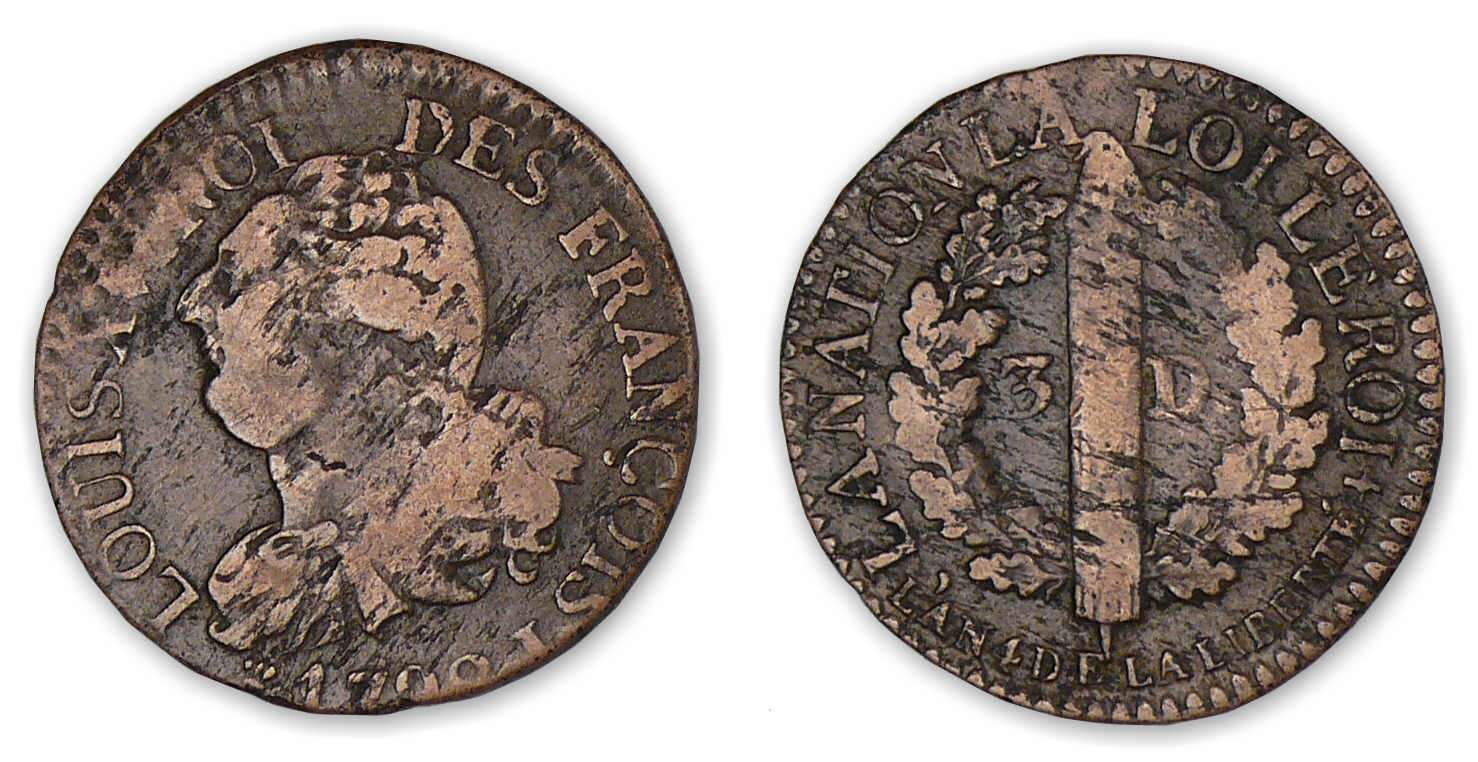 3 deniers type FRANCOIS 1792 I (Limoges). 3 deniers type FRANCOIS 1792 I (Limoges).