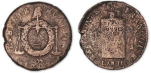 2 sols aux balances 1793 (Pau). 2 sols aux balances 1793 (Pau).