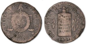 2 sols aux balances non daté (1794) An II N (Montpellier). 2 sols aux balances non daté (1794) An II N (Montpellier).