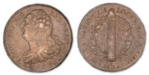 2 sols au faisceau type FRANCOIS 1791 A (Paris). 2 sols au faisceau type FRANCOIS 1791 A (Paris).