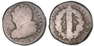 2 sols au faisceau type FRANCAIS 1793 BB (Strasbourg). 2 sols au faisceau type FRANCAIS 1793 BB (Strasbourg).