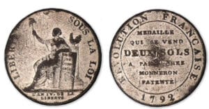 Monneron de 2 sols 1792 flan argenté. Monneron de 2 sols 1792 flan argenté.