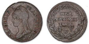 5 centimes Dupré grand module An 5 W (Lille). 5 centimes Dupré grand module An 5 W (Lille).