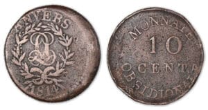 10 centimes Louis XVIII Siège d'Anvers 1814 Frappe médaille.