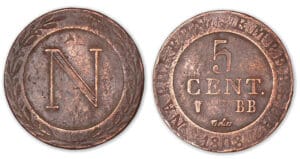 5 centimes Napoléon I 1808 BB (Strasbourg). 5 centimes Napoléon I 1808 BB (Strasbourg).