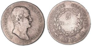 5 francs Bonaparte Premier Consul An 12 M (Toulouse). 5 francs Bonaparte Premier Consul An 12 M (Toulouse).
