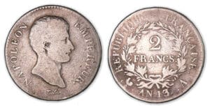 2 francs Bonaparte Premier Consul An 13/2 A (Paris). 2 francs Bonaparte Premier Consul An 13/2 A (Paris).