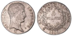 5 francs Napoléon Empereur 1806 L (Bayonne). 5 francs Napoléon Empereur 1806 L (Bayonne).